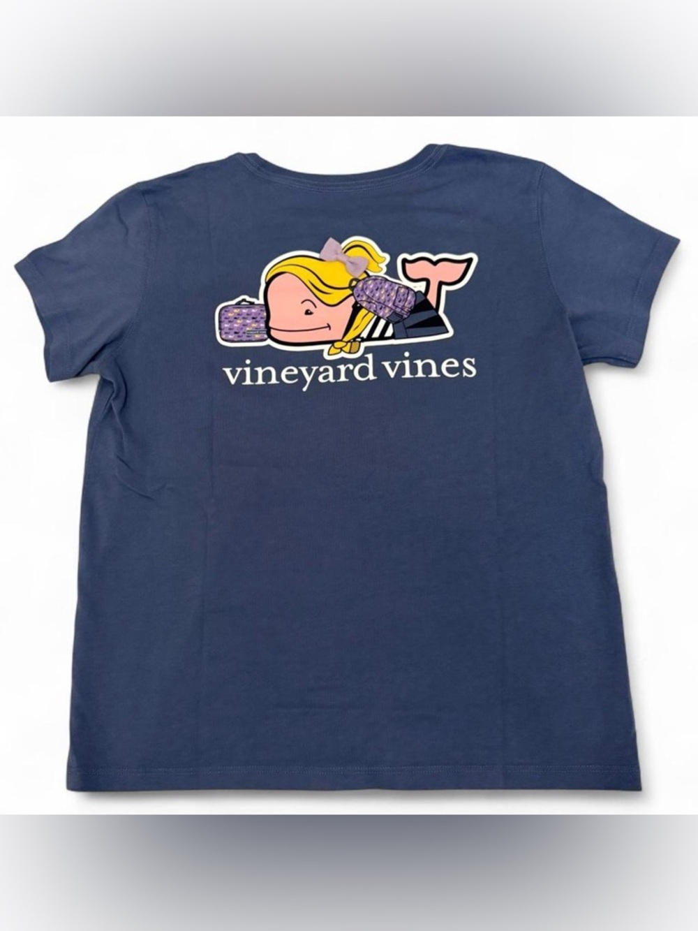 Vineyard Vines Kids / Girls Navy Blue Whale Pocket Graphic Tee